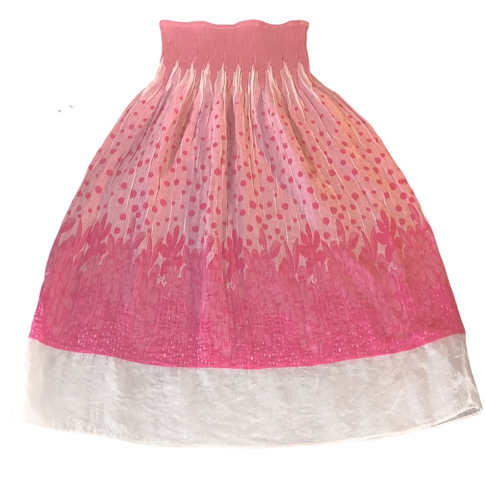 Lapis |Women's Pink and White Floral Stretch Strapless Dress One Size